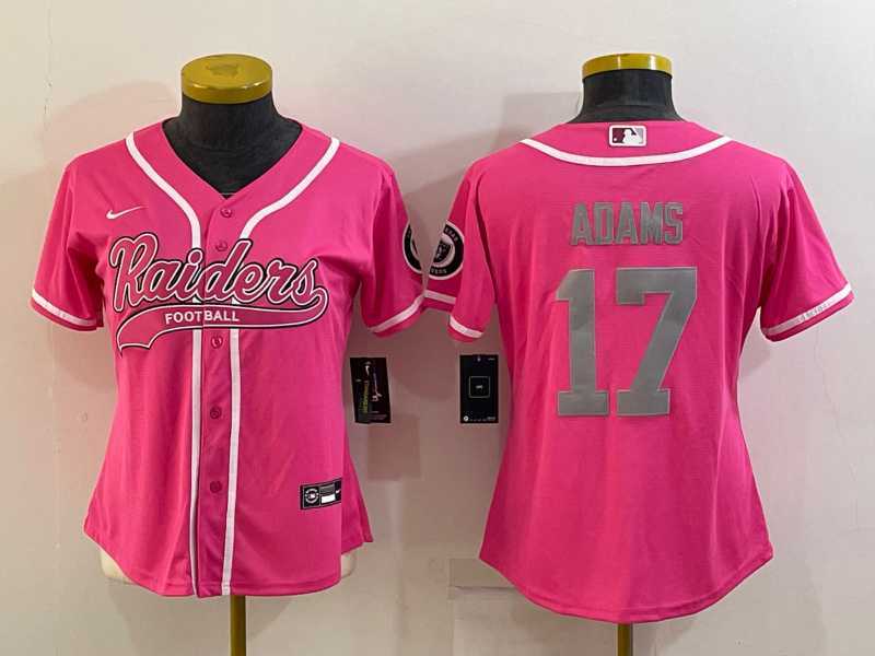 Women's Las Vegas Raiders #17 Davante Adams Pink With Patch Cool Base Stitched Baseball Jersey,We sell and wholesale Women's Las Vegas Raiders #17 Davante Adams Pink With Patch Cool Base Stitched Baseball Jersey on line form chian!